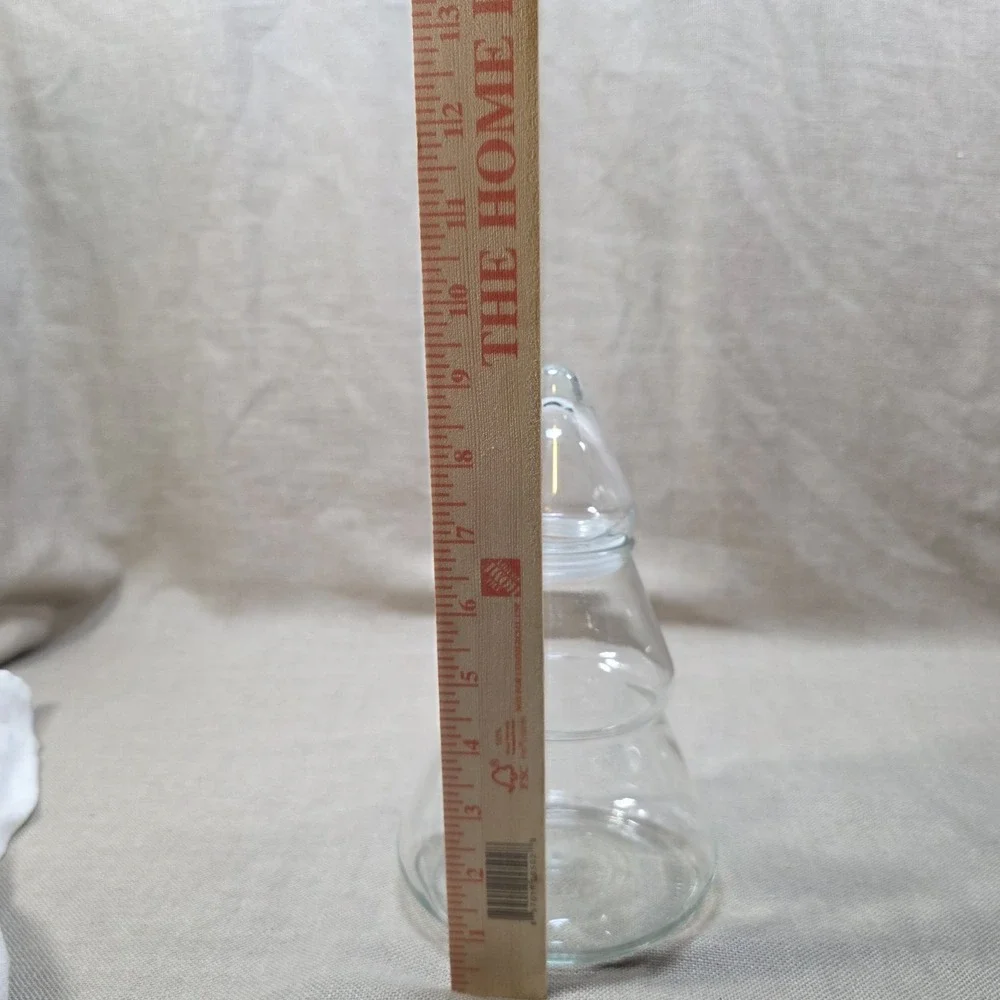 Vintage Anchor Hocking Christmas Tree Shape Clear Glass Canister USA 9.5